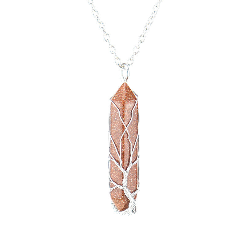 Wholesale Hand-wound Tree of Life Crystal Hexagonal Necklace